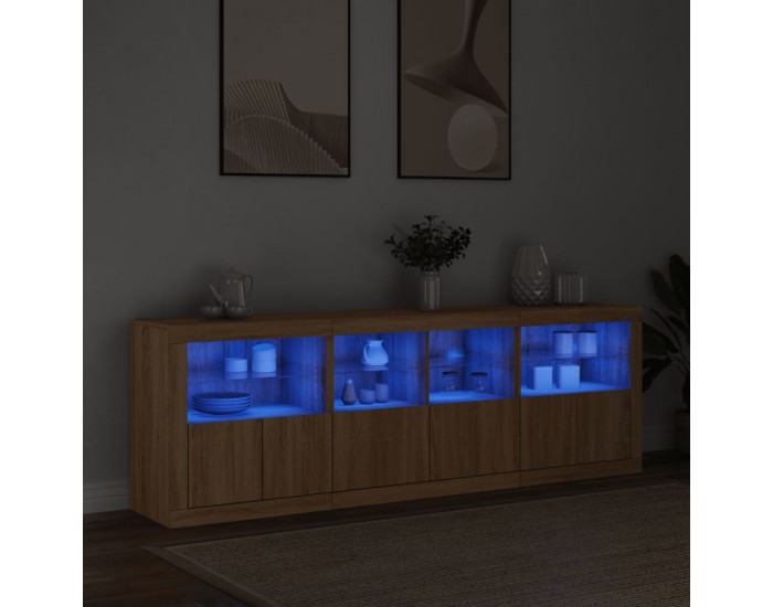 Sonata H Сайдборд с LED светлини, сонома дъб, 202x37x67 см Sonata H Сайдборд с LED светлини, сонома дъб, 202x37x67 см
