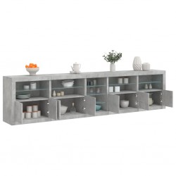 Sonata H Сайдборд с LED светлини, бетонно сив, 283x37x67 см - Шкафове, Витрини, Модулни секции