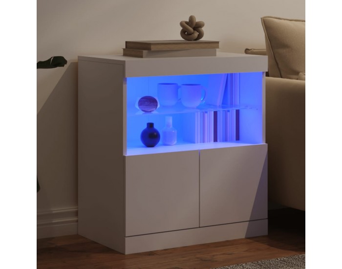 Sonata H Сайдборд с LED светлини, бял, 60x37x67 см Sonata H Сайдборд с LED светлини, бял, 60x37x67 см
