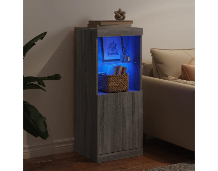 Sonata H Сайдборд с LED светлини, сив сонома, 41x37x100 см Sonata H Сайдборд с LED светлини, сив сонома, 41x37x100 см