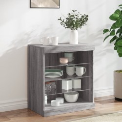 Sonata H Сайдборд с LED светлини, сив сонома, 60,5x37x67 см - Шкафове, Витрини, Модулни секции