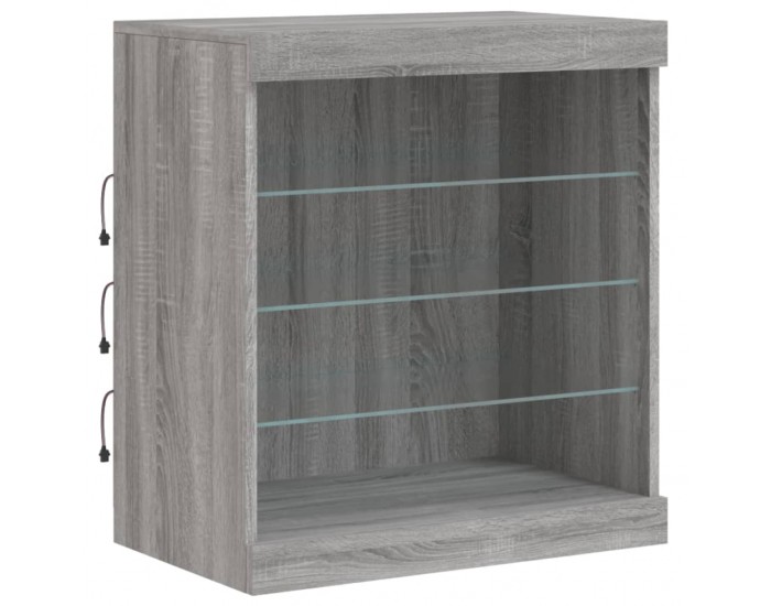 Sonata H Сайдборд с LED светлини, сив сонома, 60,5x37x67 см