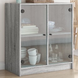 Sonata H Страничен шкаф със стъклени врати, сив сонома, 68x37x75,5 см - Шкафове, Витрини, Модулни секции