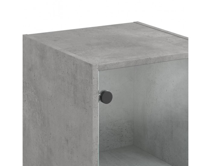 Sonata H Висок шкаф със стъклени врата, бетонно сив, 35x37x142 см