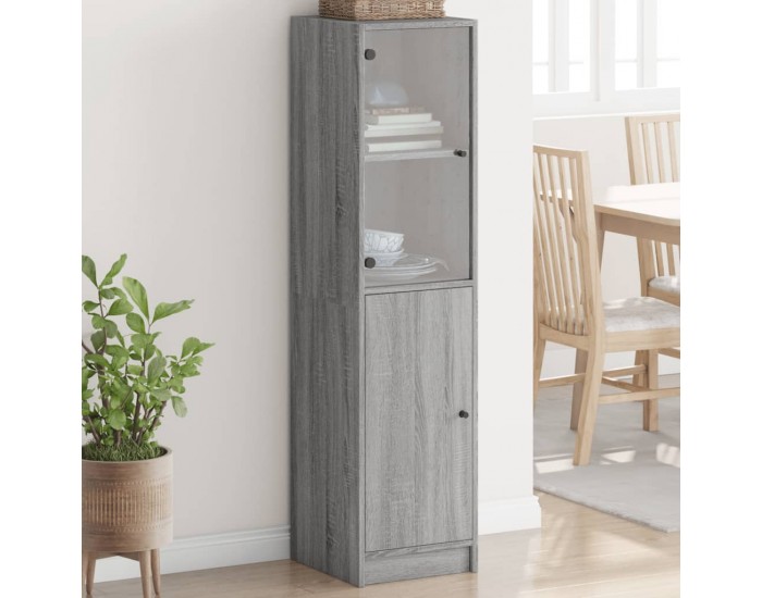 Sonata H Висок шкаф със стъклени врата, сив сонома, 35x37x142 см