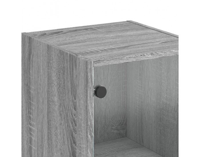 Sonata H Висок шкаф със стъклени врата, сив сонома, 35x37x142 см