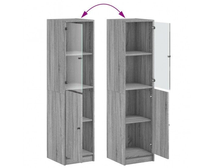 Sonata H Висок шкаф със стъклени врата, сив сонома, 35x37x142 см