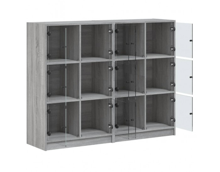 Sonata H Библиотека с врати сив сонома 136x37x109 см инженерно дърво