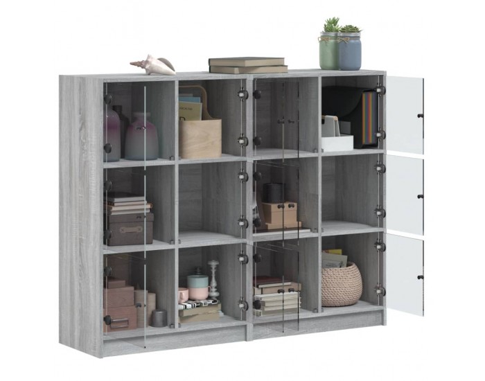 Sonata H Библиотека с врати сив сонома 136x37x109 см инженерно дърво