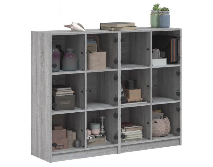 Sonata H Библиотека с врати сив сонома 136x37x109 см инженерно дърво