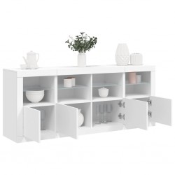 Sonata H Сайдборд с LED светлини, бял, 163x37x67 см - Шкафове, Витрини, Модулни секции