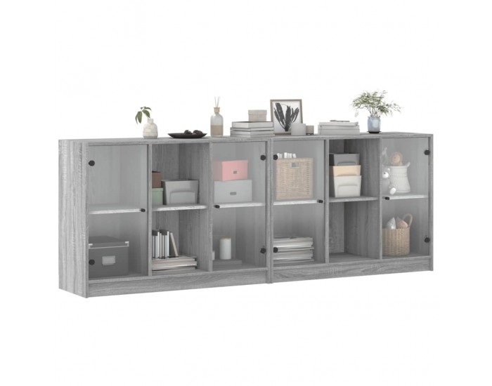 Sonata H Библиотека с врати сив сонома 204x37x75 см инженерно дърво