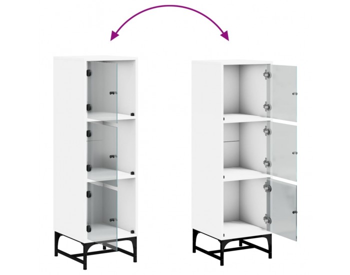 Sonata H Висок шкаф със стъклени врати, бял, 35x37x120 см