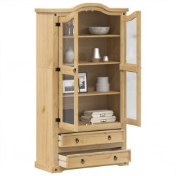 Sonata H Стъклен шкаф витрина Corona 99x43x187 см бор масив - Шкафове, Витрини, Модулни секции
