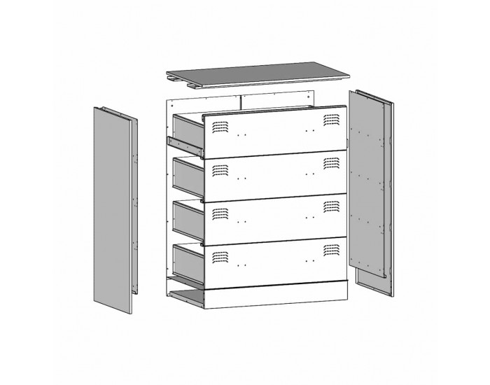 Sonata H Бюфет, антрацит, 67x39x83 см, стомана