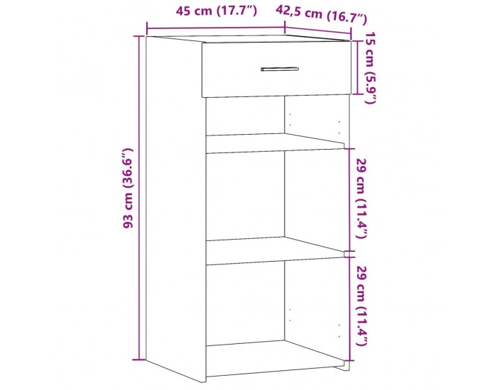 Sonata H Бюфет, бетонно сив, 45x42,5x93 см, инженерно дърво