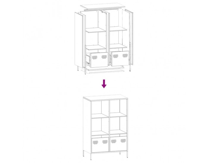 Sonata H Висок шкаф, антрацит, 68x39x103,5 см, стомана