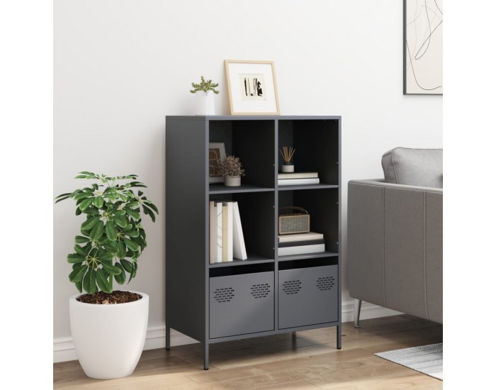 Sonata H Висок шкаф, антрацит, 68x39x103,5 см, стомана