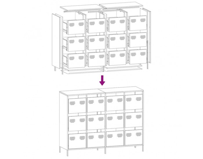 Sonata H Бюфет, горчица жълто, 135x39x103,5см, студеновалцувана стомана