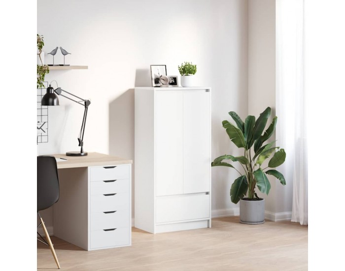 Sonata H Шкаф с чекмедже, бели, 55,5x34x119,5 см, инженерно дърво
