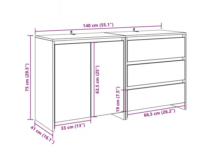 Sonata H 2 броя бюфет Artisan Oak Engineered Wood