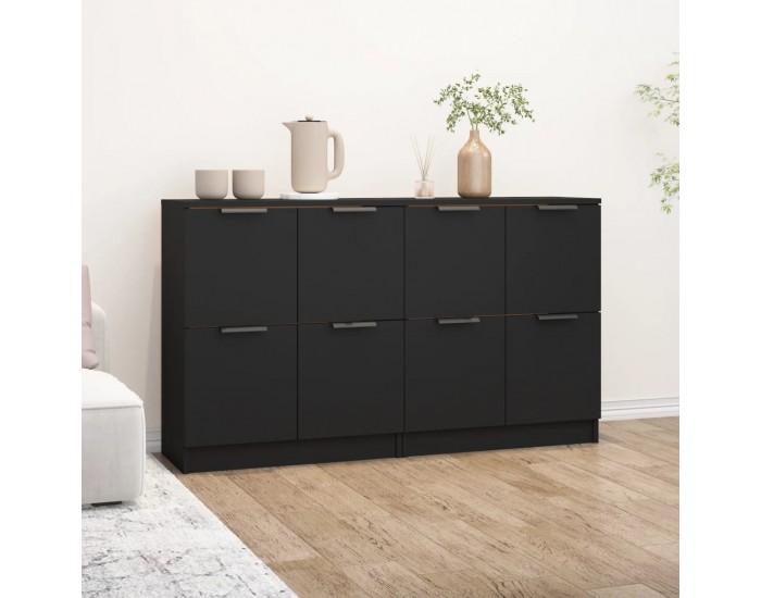 Sonata H Сайдборди, 2 бр, черни, 60x30x70 см, инженерно дърво