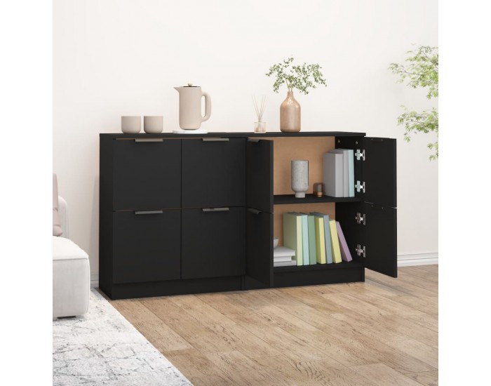Sonata H Сайдборди, 2 бр, черни, 60x30x70 см, инженерно дърво
