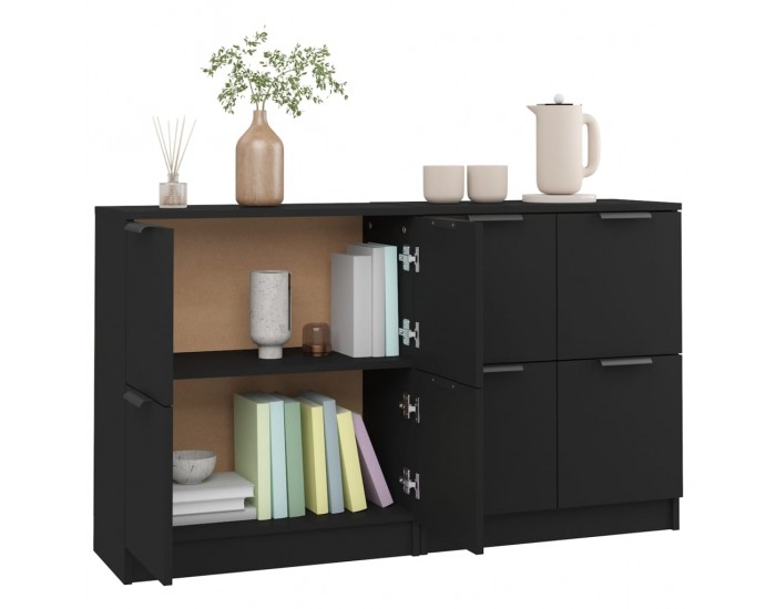 Sonata H Сайдборди, 2 бр, черни, 60x30x70 см, инженерно дърво