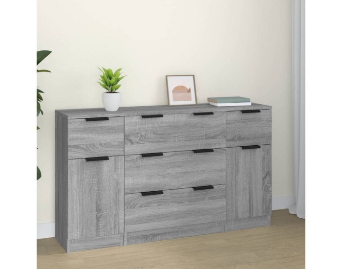 Sonata H Бюфет от 3 части, сив сонома, инженерно дърво