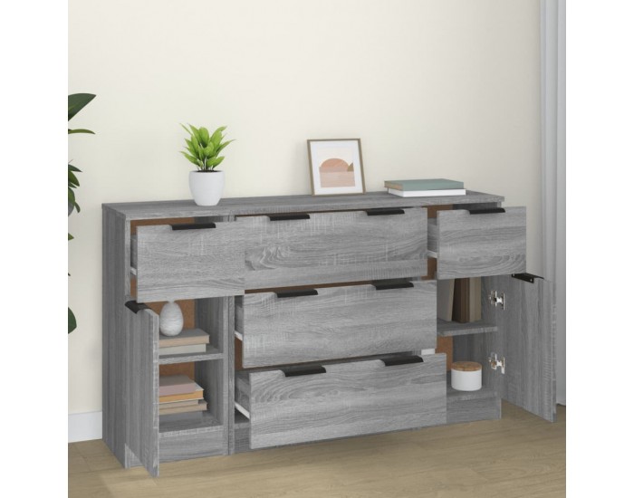 Sonata H Бюфет от 3 части, сив сонома, инженерно дърво