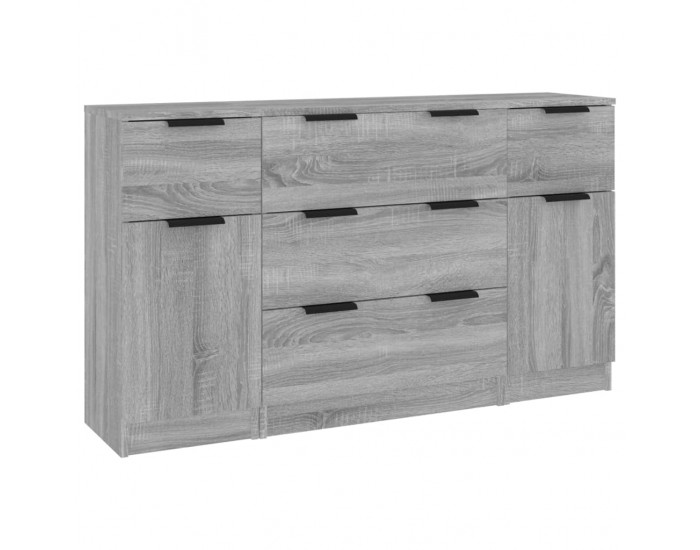 Sonata H Бюфет от 3 части, сив сонома, инженерно дърво