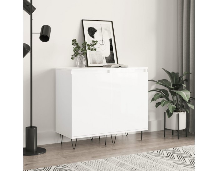 Sonata H Бюфети 2 бр бял гланц 40x35x70 см инженерно дърво