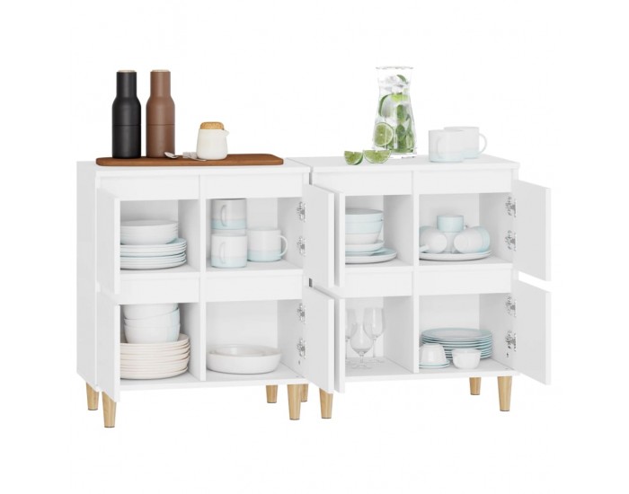 Sonata H Сайдборди, 2 бр, бели, 60x35x70 см, инженерно дърво