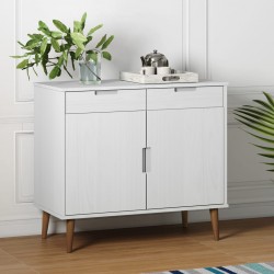 Sonata H Сайдборд MOLDE бял 90x40x80 см бор масив - Шкафове, Витрини, Модулни секции