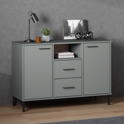 Sonata H Бюфет с метални крака сива 113x40x77 см масивно дърво OSLO - Дневна