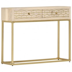 Sonata H Конзолна маса, златиста, 90x30x75 см, мангово дърво масив - Шкафове, Витрини, Модулни секции