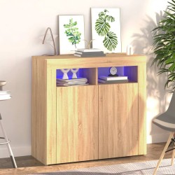 Sonata H Сайдборд с LED светлини, сонома дъб, 80x35x75 см - Шкафове, Витрини, Модулни секции