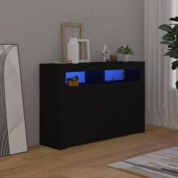 Sonata H Сайдборд с LED светлини, черен, 115,5x30x75 см - Шкафове, Витрини, Модулни секции