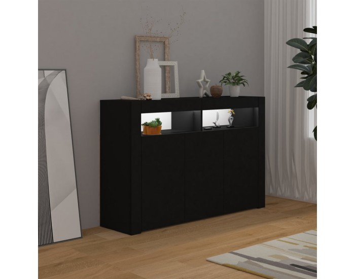 Sonata H Сайдборд с LED светлини, черен, 115,5x30x75 см Sonata H Сайдборд с LED светлини, черен, 115,5x30x75 см