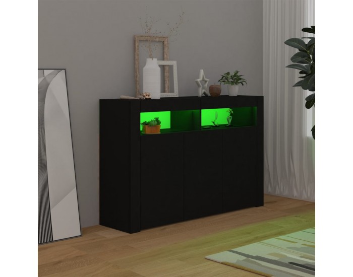 Sonata H Сайдборд с LED светлини, черен, 115,5x30x75 см Sonata H Сайдборд с LED светлини, черен, 115,5x30x75 см