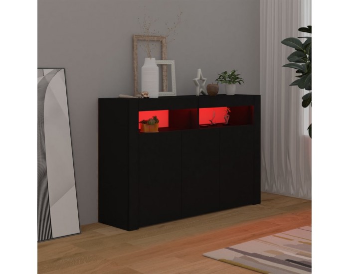 Sonata H Сайдборд с LED светлини, черен, 115,5x30x75 см Sonata H Сайдборд с LED светлини, черен, 115,5x30x75 см
