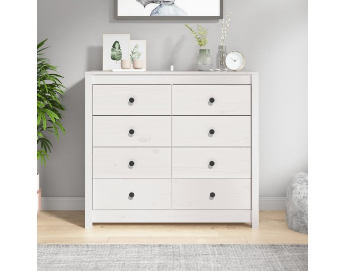 Sonata H Страничен шкаф бял 100x40x90 см борово дърво масив Sonata H Страничен шкаф бял 100x40x90 см борово дърво масив