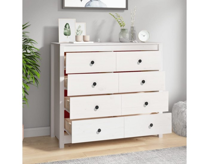 Sonata H Страничен шкаф бял 100x40x90 см борово дърво масив Sonata H Страничен шкаф бял 100x40x90 см борово дърво масив