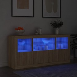 Sonata H Сайдборд с LED светлини, сонома дъб, 142,5x37x67 см - Шкафове, Витрини, Модулни секции