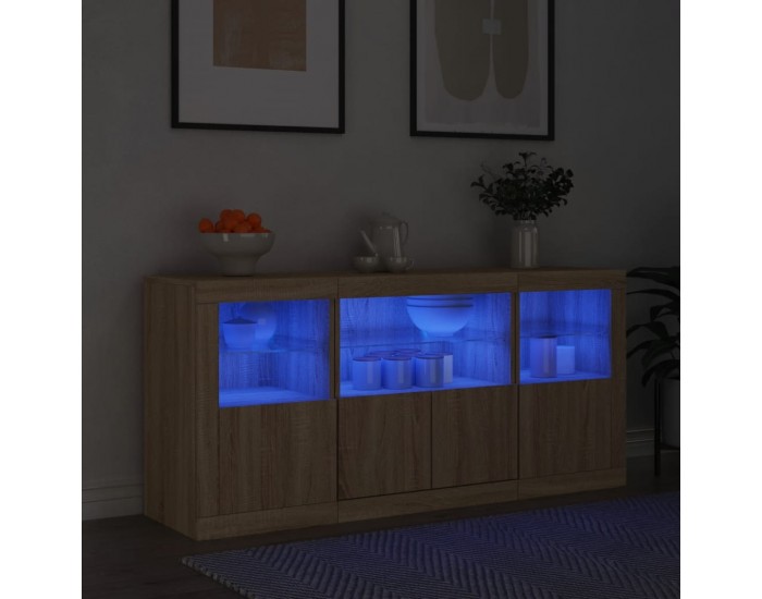 Sonata H Сайдборд с LED светлини, сонома дъб, 142,5x37x67 см Sonata H Сайдборд с LED светлини, сонома дъб, 142,5x37x67 см