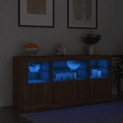 Sonata H Сайдборд с LED светлини, кафяв дъб, 142,5x37x67 см - Шкафове, Витрини, Модулни секции