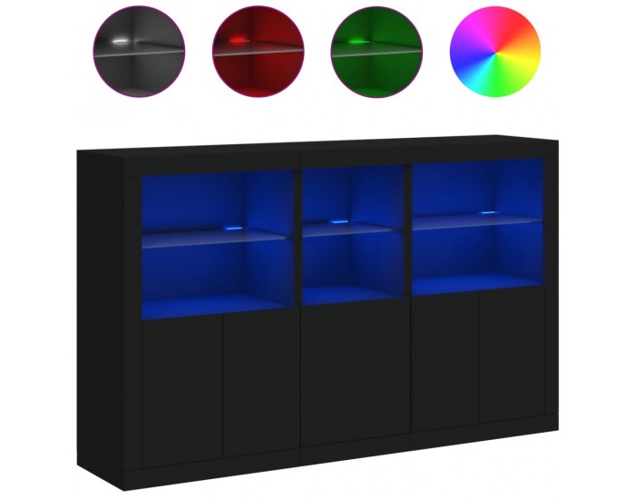 Sonata H Сайдборд с LED светлини, черен, 162x37x100 см Sonata H Сайдборд с LED светлини, черен, 162x37x100 см