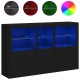Sonata H Сайдборд с LED светлини, черен, 162x37x100 см Sonata H Сайдборд с LED светлини, черен, 162x37x100 см