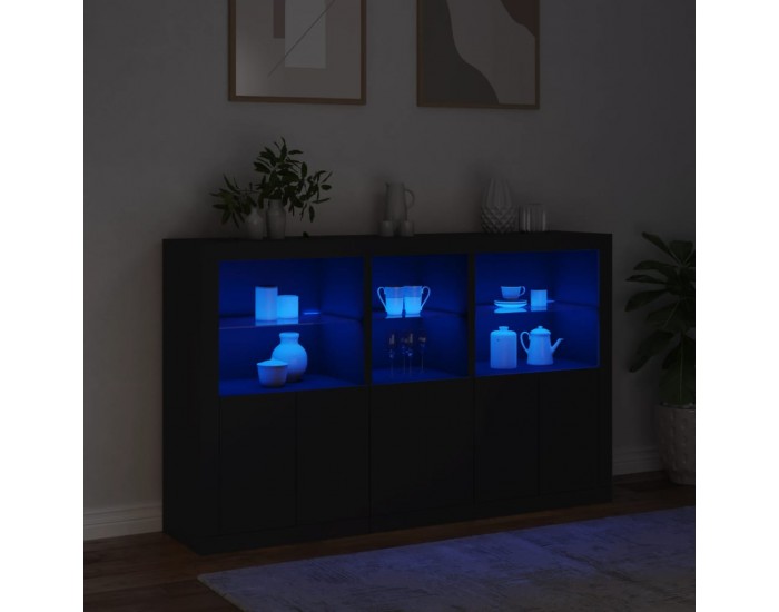 Sonata H Сайдборд с LED светлини, черен, 162x37x100 см Sonata H Сайдборд с LED светлини, черен, 162x37x100 см