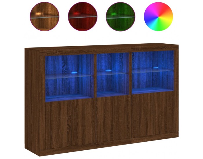 Sonata H Сайдборд с LED светлини, кафяв дъб, 162x37x100 см Sonata H Сайдборд с LED светлини, кафяв дъб, 162x37x100 см